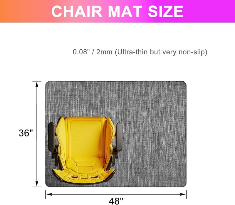 Azadx Office Chair Mat for Hardwood Floor 36" x 48" Heavy Duty Chair Mat for Hardwood Floors Slip Resistant Floor Protector for Home Office Computer Desk Chair Mat for Rolling Chairs, Dark Grey - Image 2